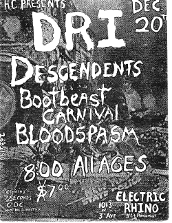 DRI, Descendents, Bootbeast Carnival, Bloodspasm