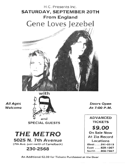 Gene Loves Jezebel with DITCHÉ