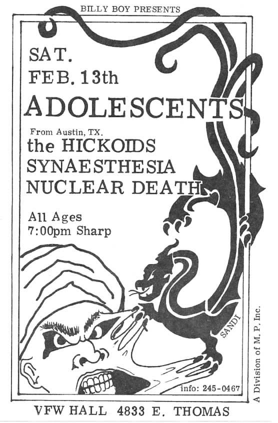 Adolescents, the Hickoids, Synaesthesia, Nuclear Death