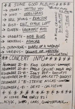 Good albums and concert info.